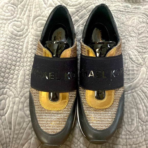 Michael Kors, tennis shoe, black and gold size 7 - Picture 1 of 3